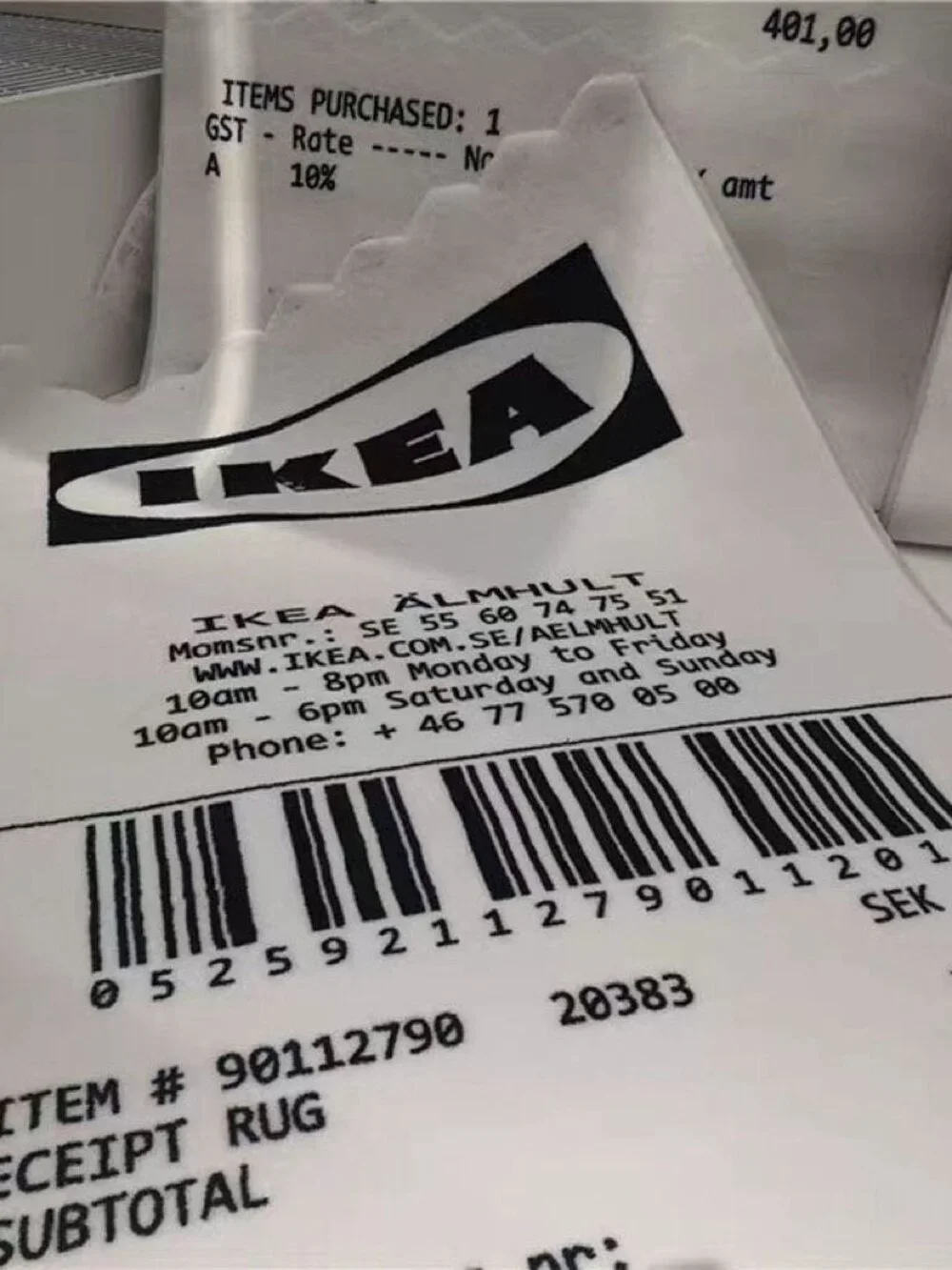 IKEA Reciept Rug White